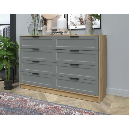 Kомод Тренд КТ-К157 (Дуб золотой ЛДСП/ Серый ЛМДФ) Ш1565 В1020 Г451